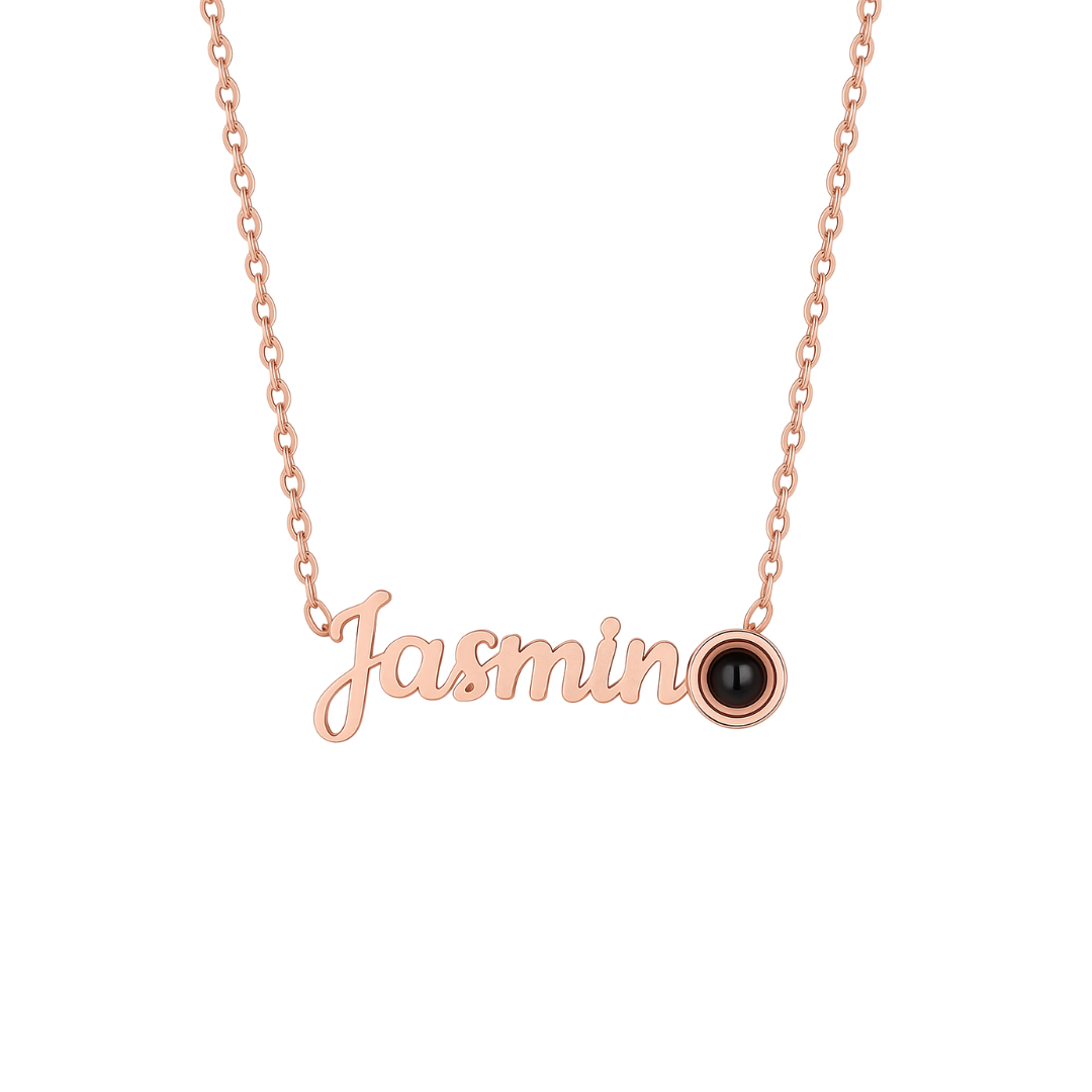 Personalized Name Necklace with Photo Charm
