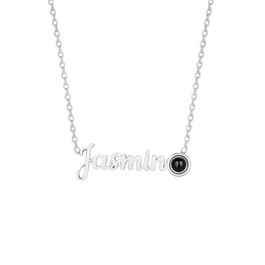 Personalized Name Necklace with Photo Charm