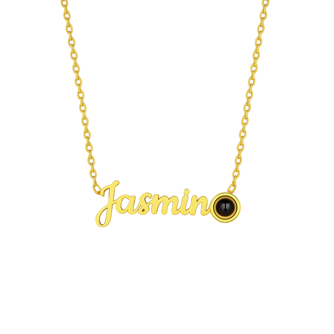 Personalized Name Necklace with Photo Charm