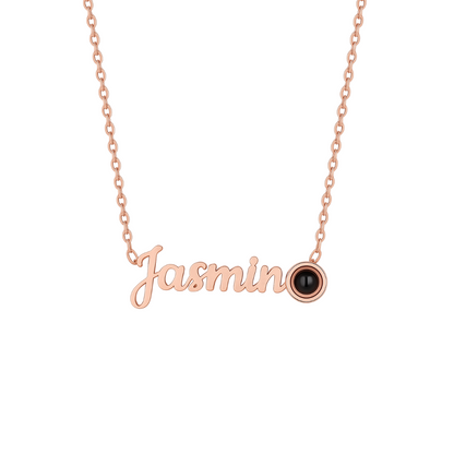 Personalized Name Necklace with Photo Charm